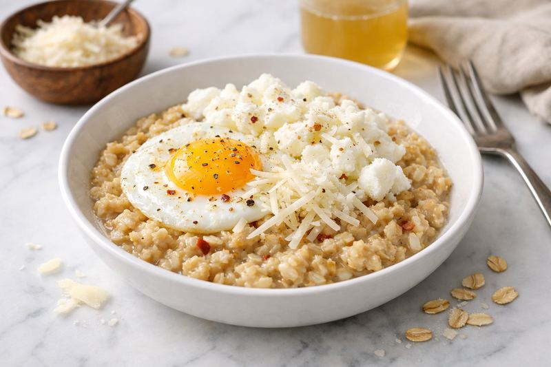 Savory Oatmeal with Eggs & Parmesan