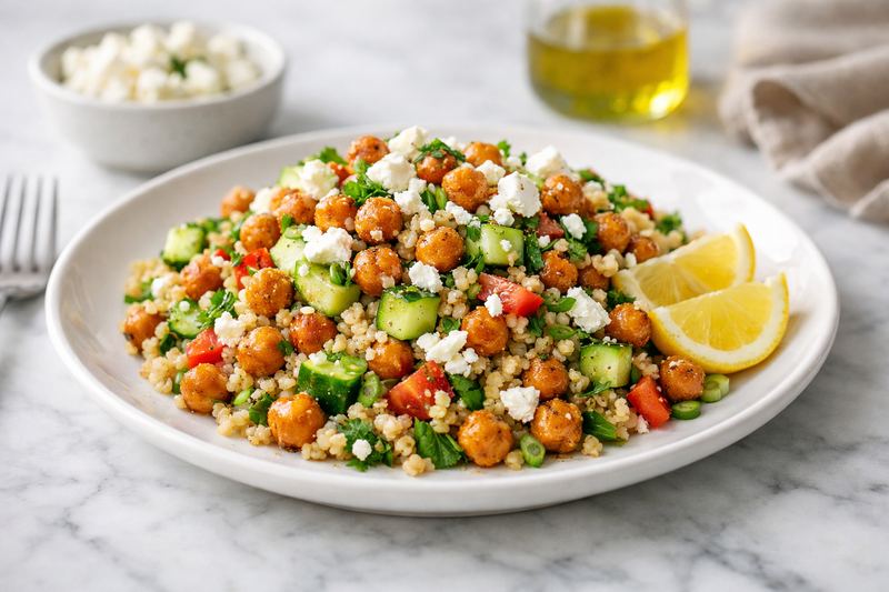 Roasted Chickpea & Bulgur Salad with Feta