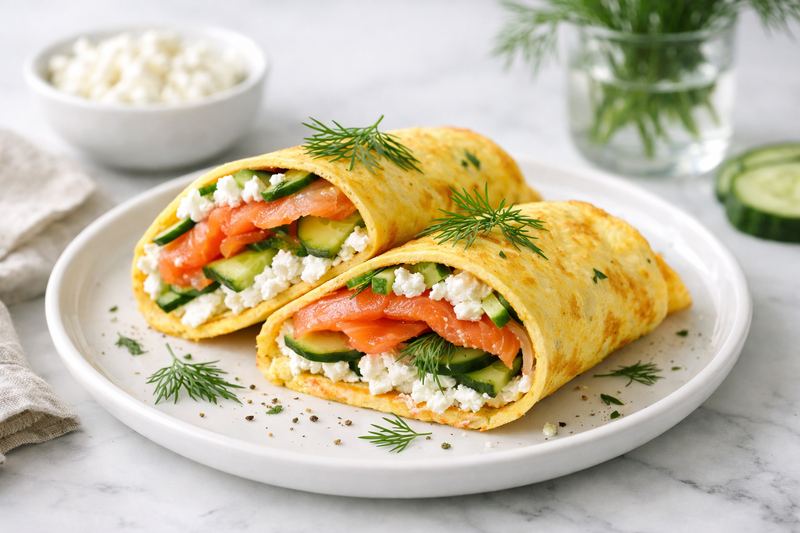 Smoked Salmon Cottage Cheese Egg Wrap