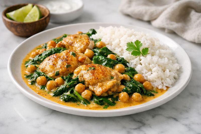 Spinach Chicken & Chickpea Curry