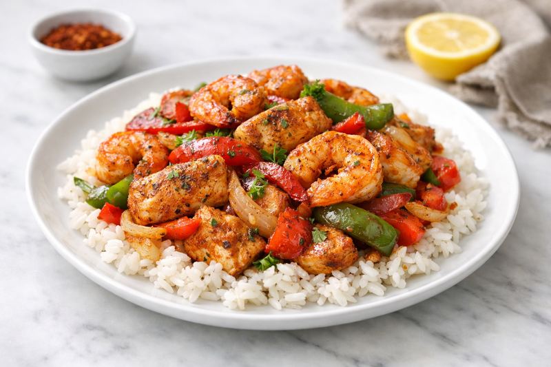 Cajun Shrimp & Chicken Skillet