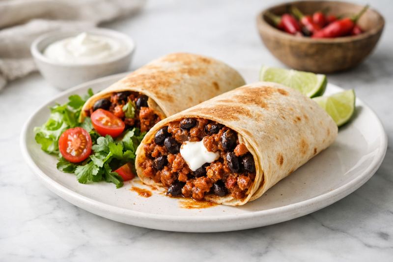 Spicy Beef & Black Bean Burrito