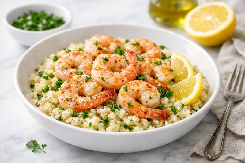 Lemon Garlic Shrimp & Cauliflower Risotto