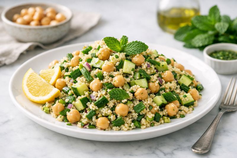 Quinoa Chickpea Salad with Cucumber & Mint