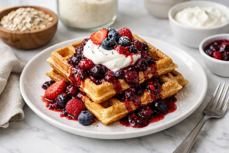 Protein Waffles with Berry Compote